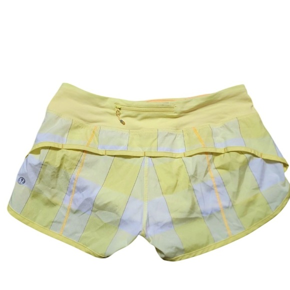 Lululemon Speed Shorts Yellow White Plaid Size 6 - Picture 4 of 11